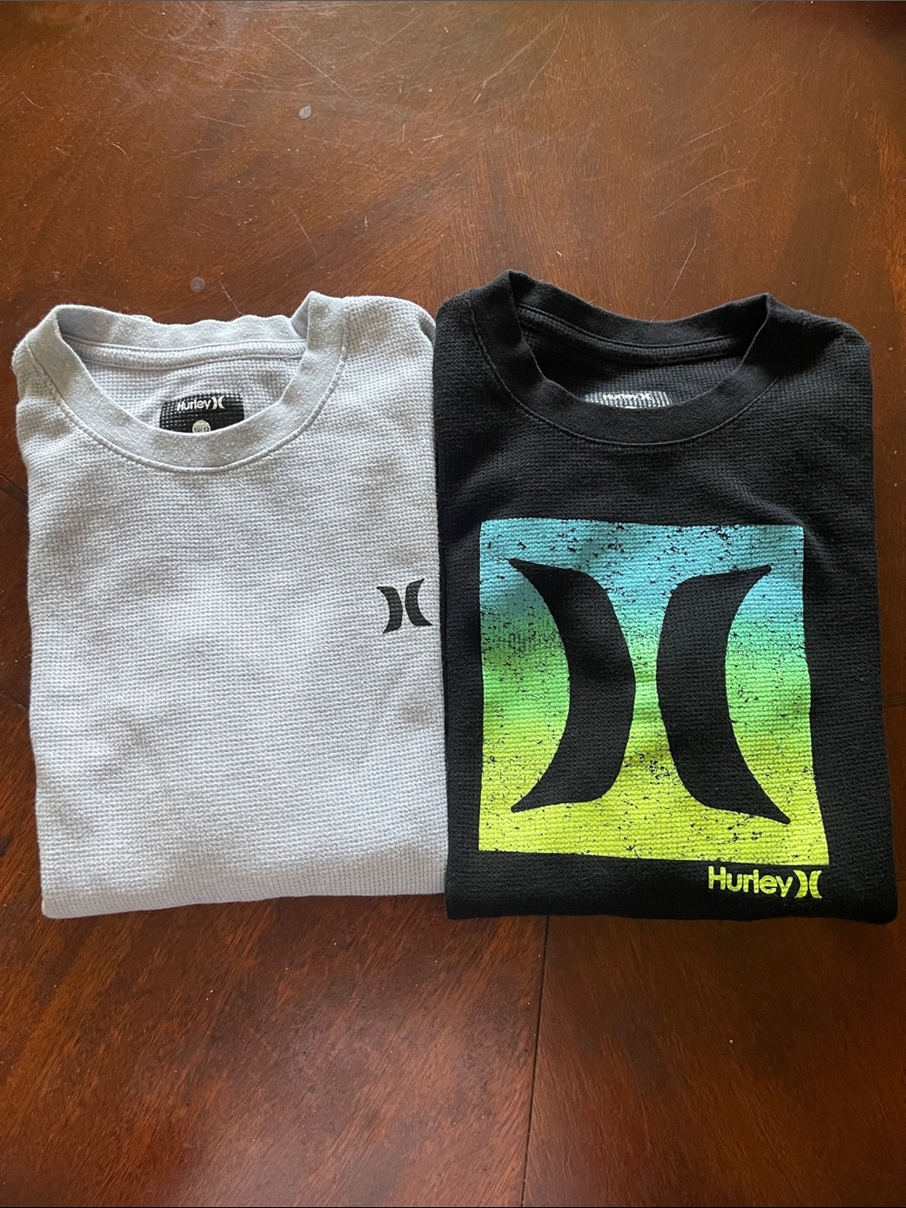 Hurley Boys lot of 2 Long Sleeve Thermal Shirts Black & Gray